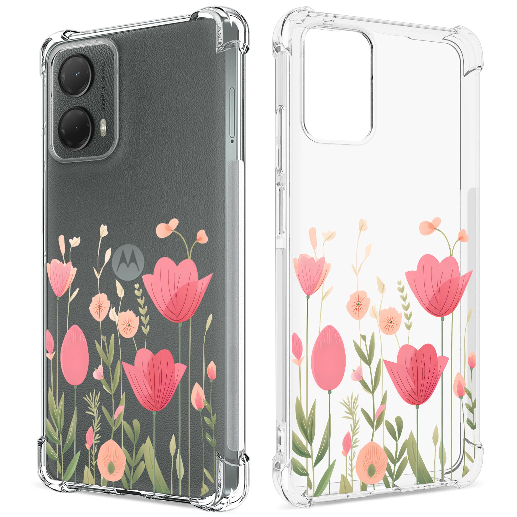 GREATRULY Floral Clear Case for Moto G 5G 2024 for Women Girls,Pretty Phone Cover,Flower Design Slim Soft Transparent Drop Proof Cute TPU Protective