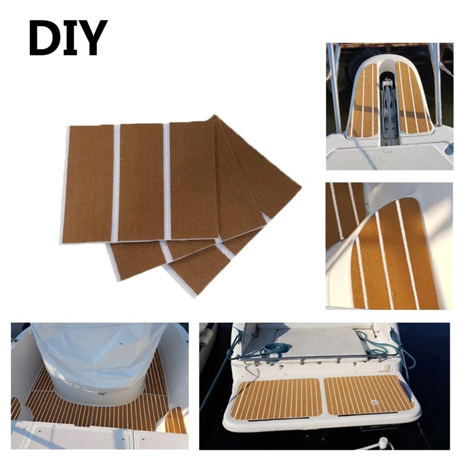 Pavimentazione per imbarcazioni in Schiuma Eva, Tappetino for terrazza in Teak in Schiuma Eva Autoadesivo Antiscivolo for Kayak da Barca