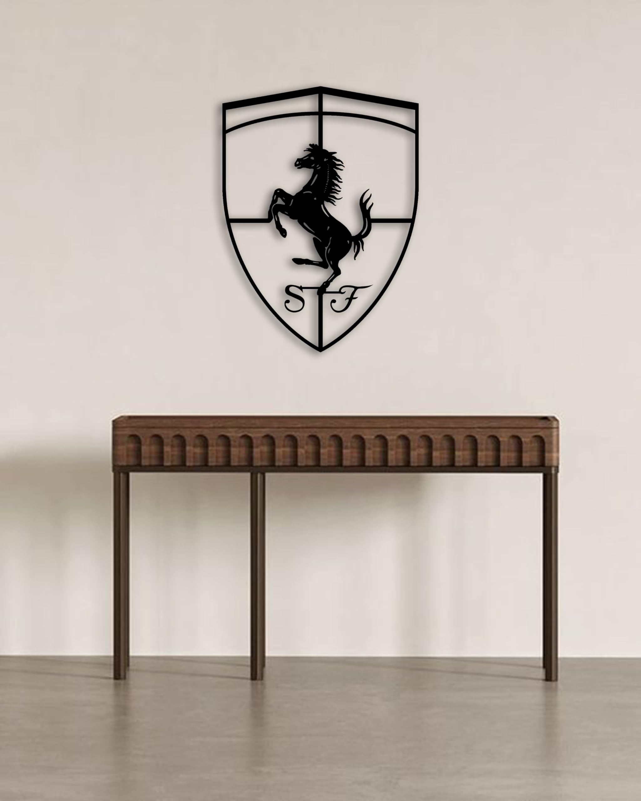 NORTH KAISER Arte de pared de metal, decoración minimalista de pared con logotipo de coche, escultura automotriz para garaje, cueva de hombre, dormitorio, interior, exterior, regalo para los amantes