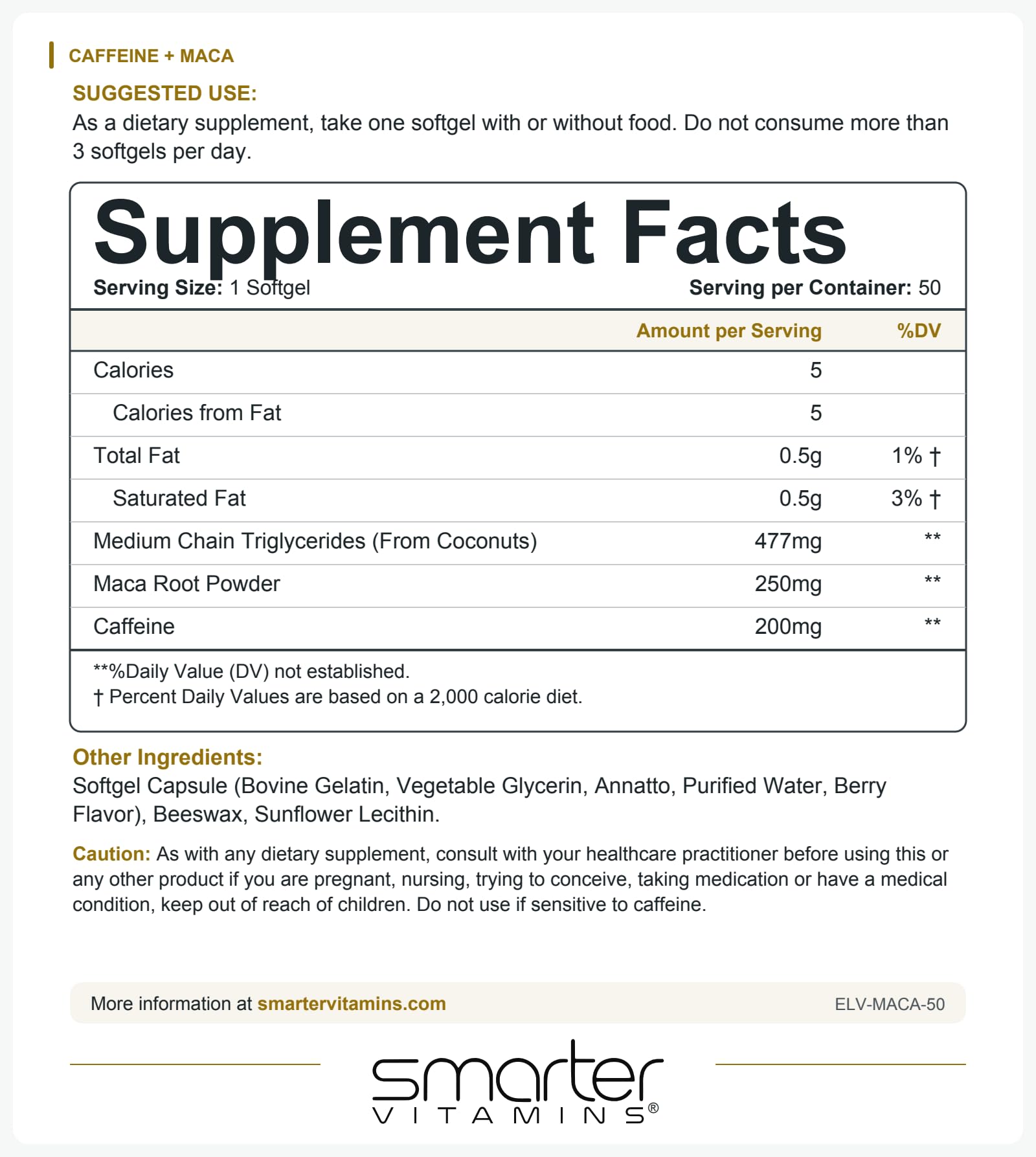 Caffeine Energy Pills 200mg with Maca Root & Coconut MCT Oil, 50 Softgels — Amazon image 7