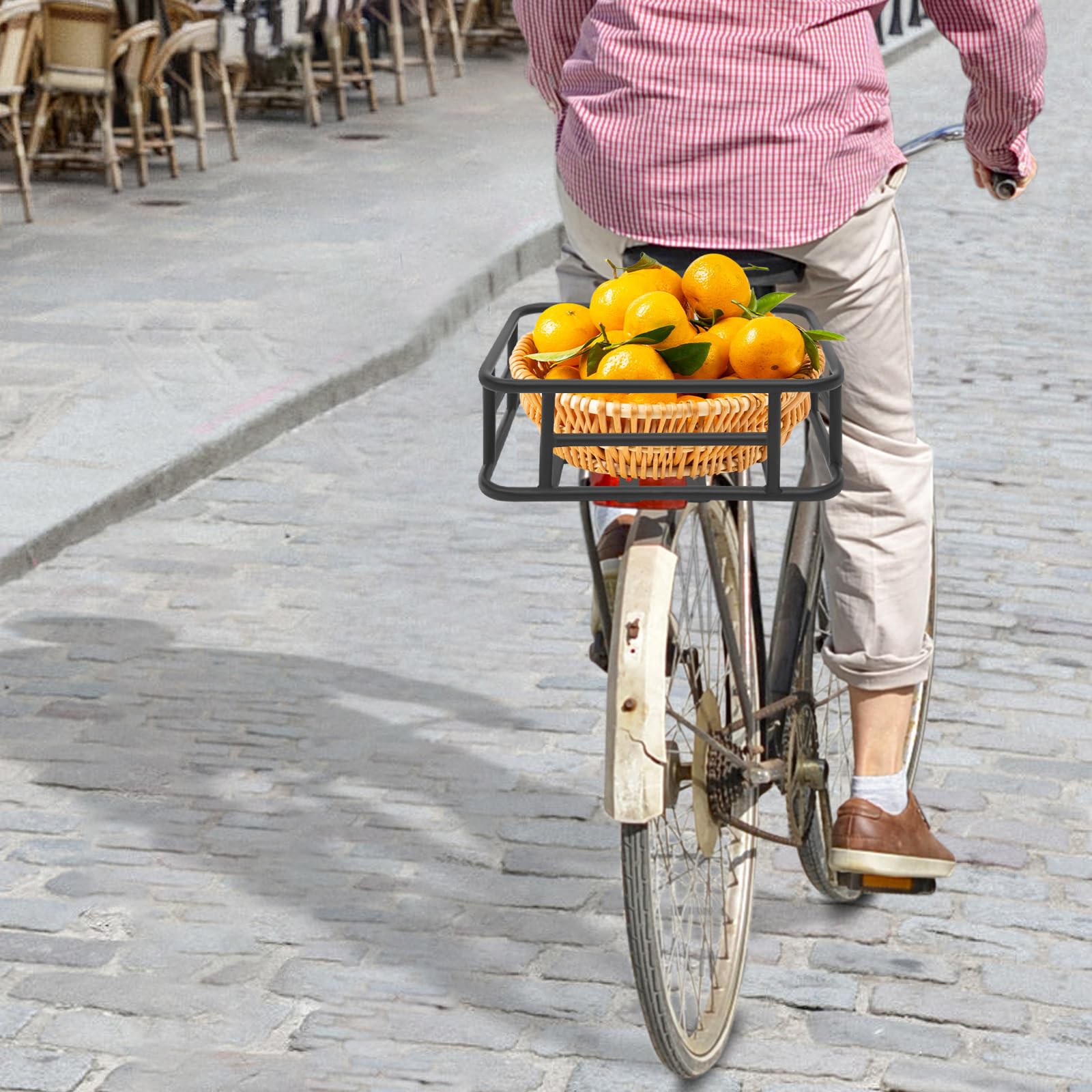 Panier de vélo arrière noir en fer pour vélo et VTT, charge jusqu'à 25 kg