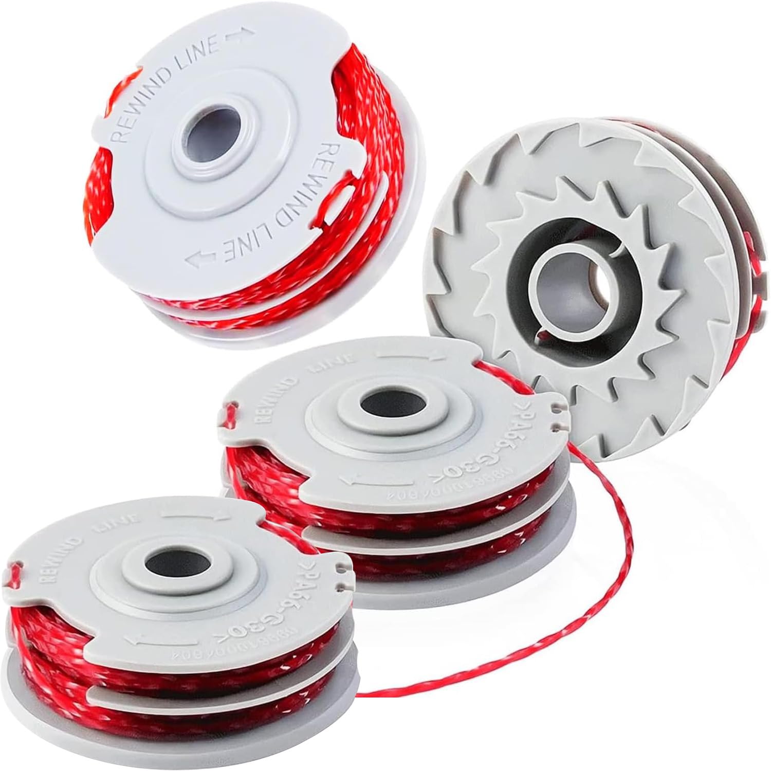XIJIANG 4Pcs Strimmer Wire FLY021/513937190 Replacement Double Autofeed Spool and Line Compatible with Flymo CONTOUR 500 XT/POWER TRIM 500 XT/MINI TRIM/MULTI TRIM