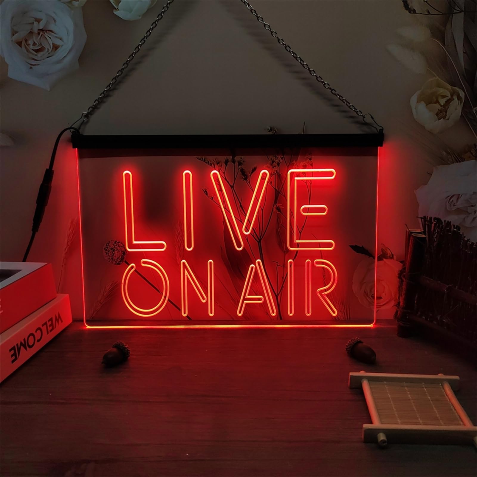 Amazon.co.jp: Live On Air LED ネオンサイン、ビデオ録画スタジオの壁