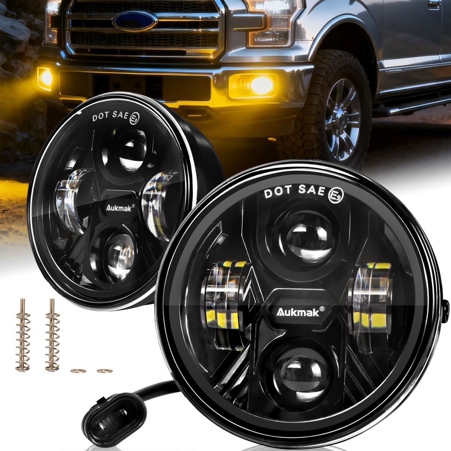 Upgraded Amber LED Fog Lights Assembly Compatible with Ford F150 2006 2007 2008 2009 2010 2011 2012 2013 2014 Accessories for F150 2006-2014
