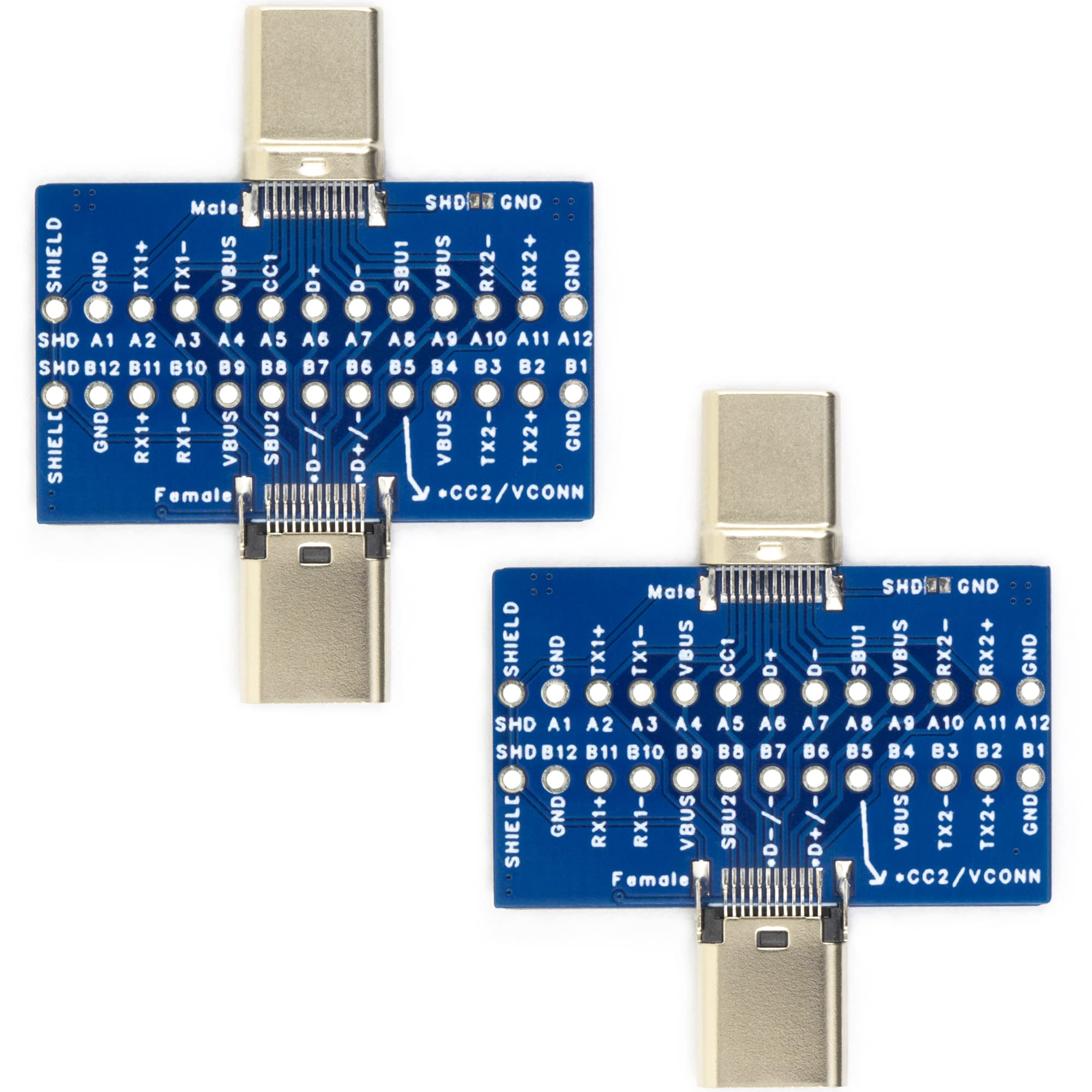 2 pz USB Tipo C Breakout Board Maschio a Femmina 24Pin Pin Full Pin Uscita Test Board 0.1 "Passo per Trasferimento Dati Estensione Cavo PCB Apprendimento Refitting