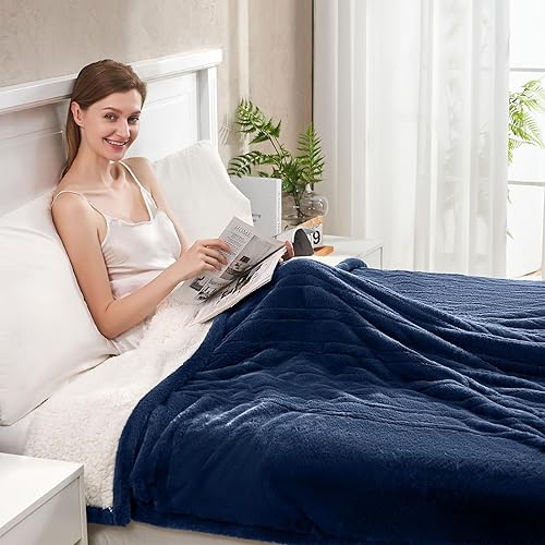 Miniatura 9 de Manta eléctrica ultra afelpada tamaño Queen de 84 x 90 pulgadas, manta térmica suave con 6 niveles de calefacción, doble control y calentamiento