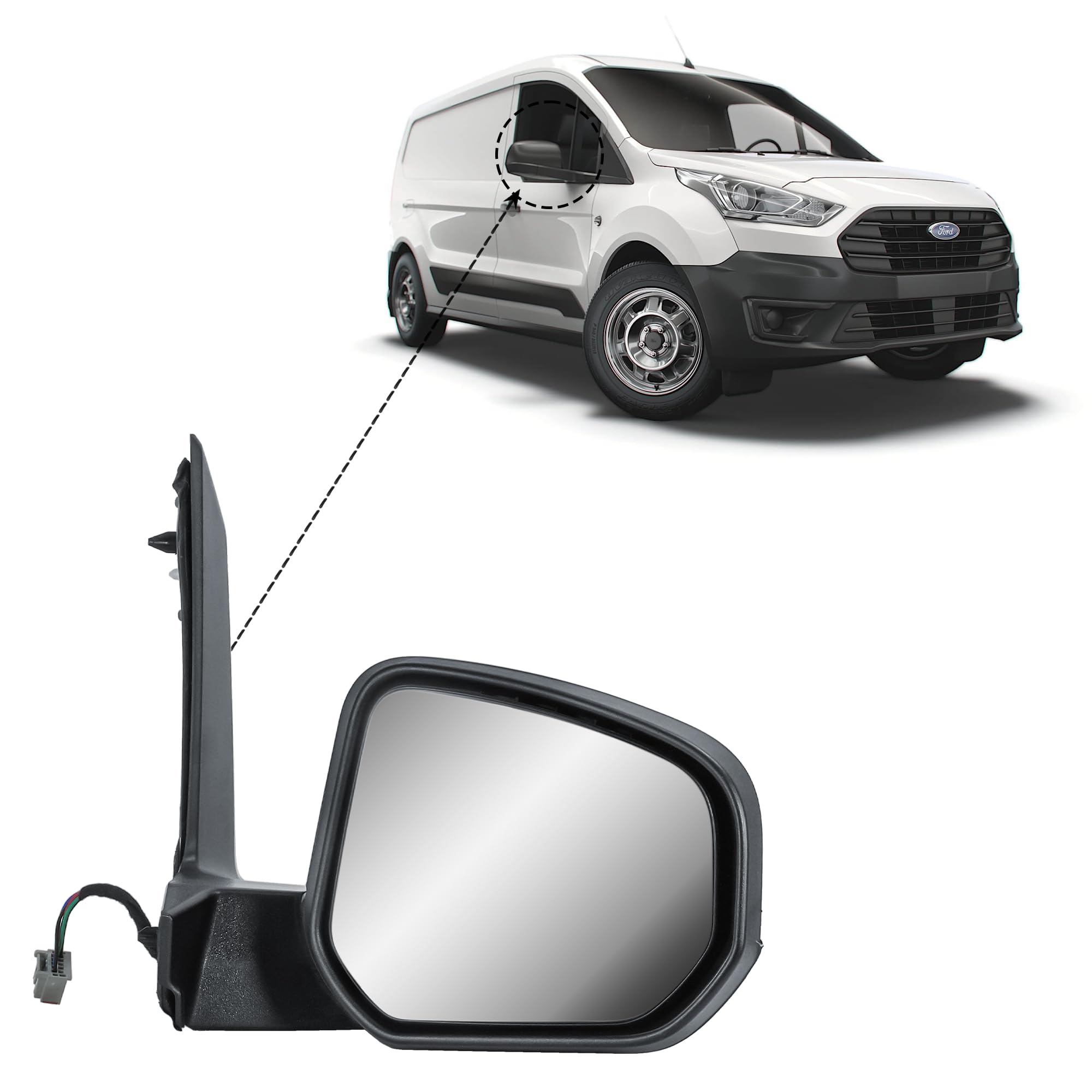 Specchietto retrovisore destro lato passeggero elettrico e riscaldabile per Ford Transit Tourneo Connect 2019-2023