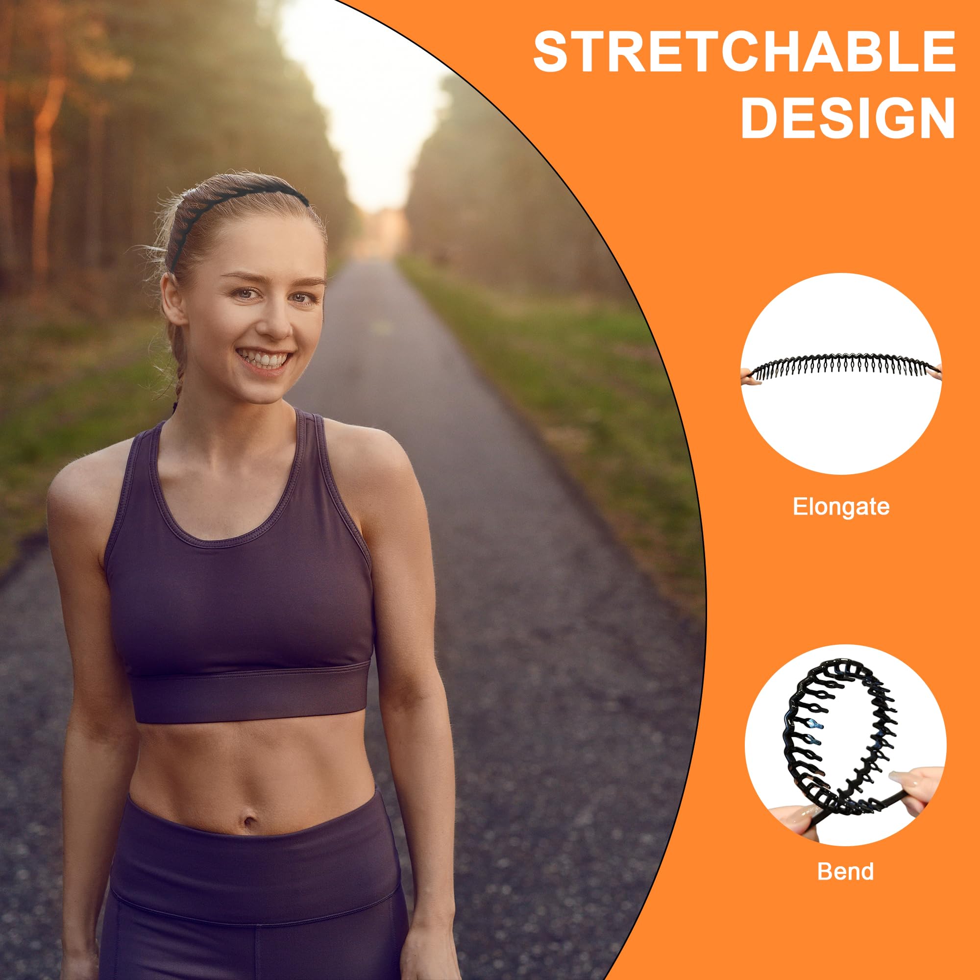 DTXLX 3 Pcs Plastic Zig Zag Headband, Hair Bands for Women & Men, Long Tooth Hair Comb Bands Frosted - Image 4