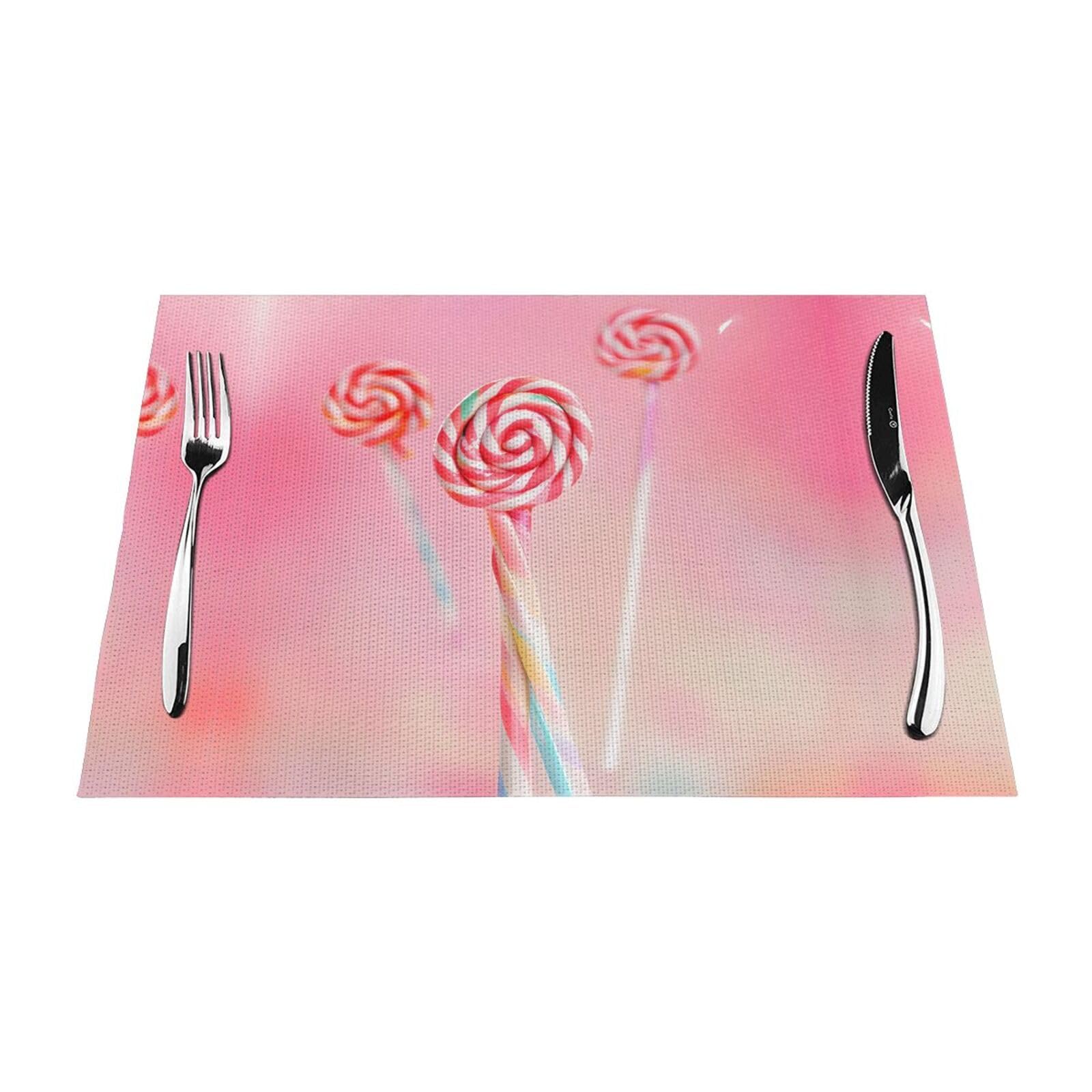 Colorful Lollipop 6 Pcs Patterned Woven Placemats are Non-Slip and Heat-Resistant and Complement Any Table
