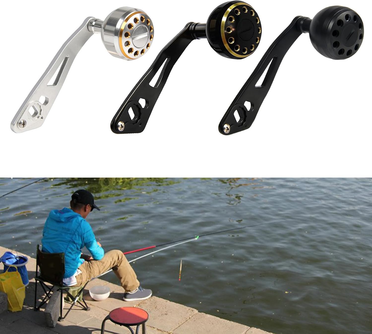 Single Fishing Reel Handle Metal Fishing Reel Replacement Fishing Tackle Tools for Low Reel