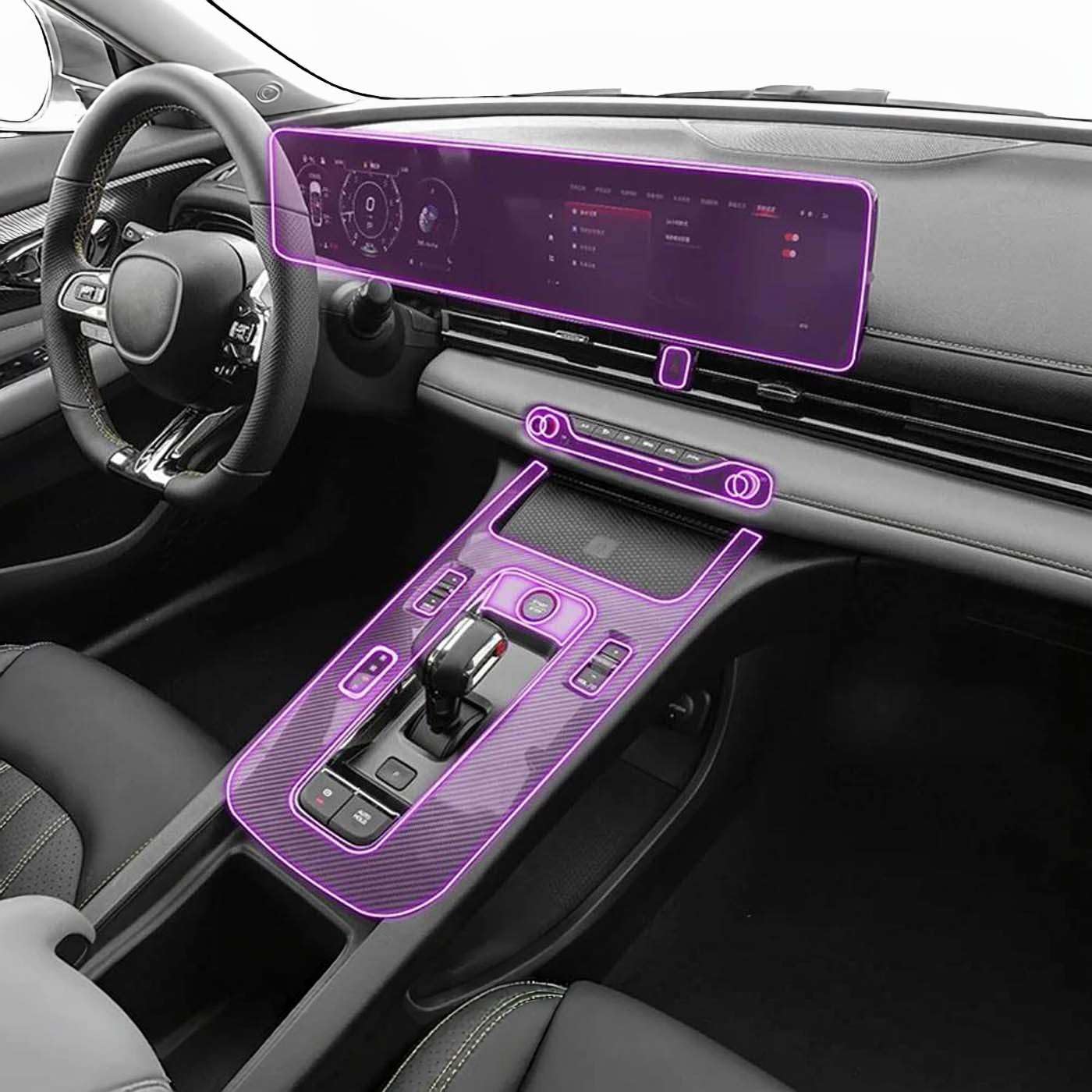 Car Interior Center Console Dashboard Navigation TPU Protector Film, for GAC Trumpchi EMPOW 2023 2024 Sticker Anti-Scratch