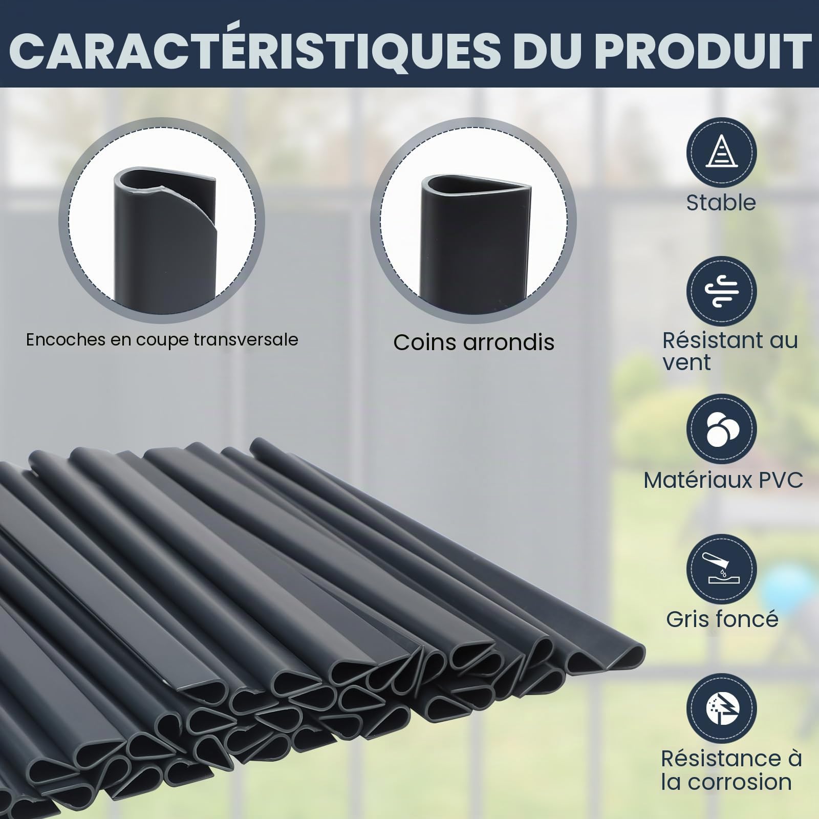 Lot de 40 clips de fixation en PVC pour bandes brise-vue - Clips de fixation - Brise-vue / protection contre le vent - Pour panneaux de jardin à double fil