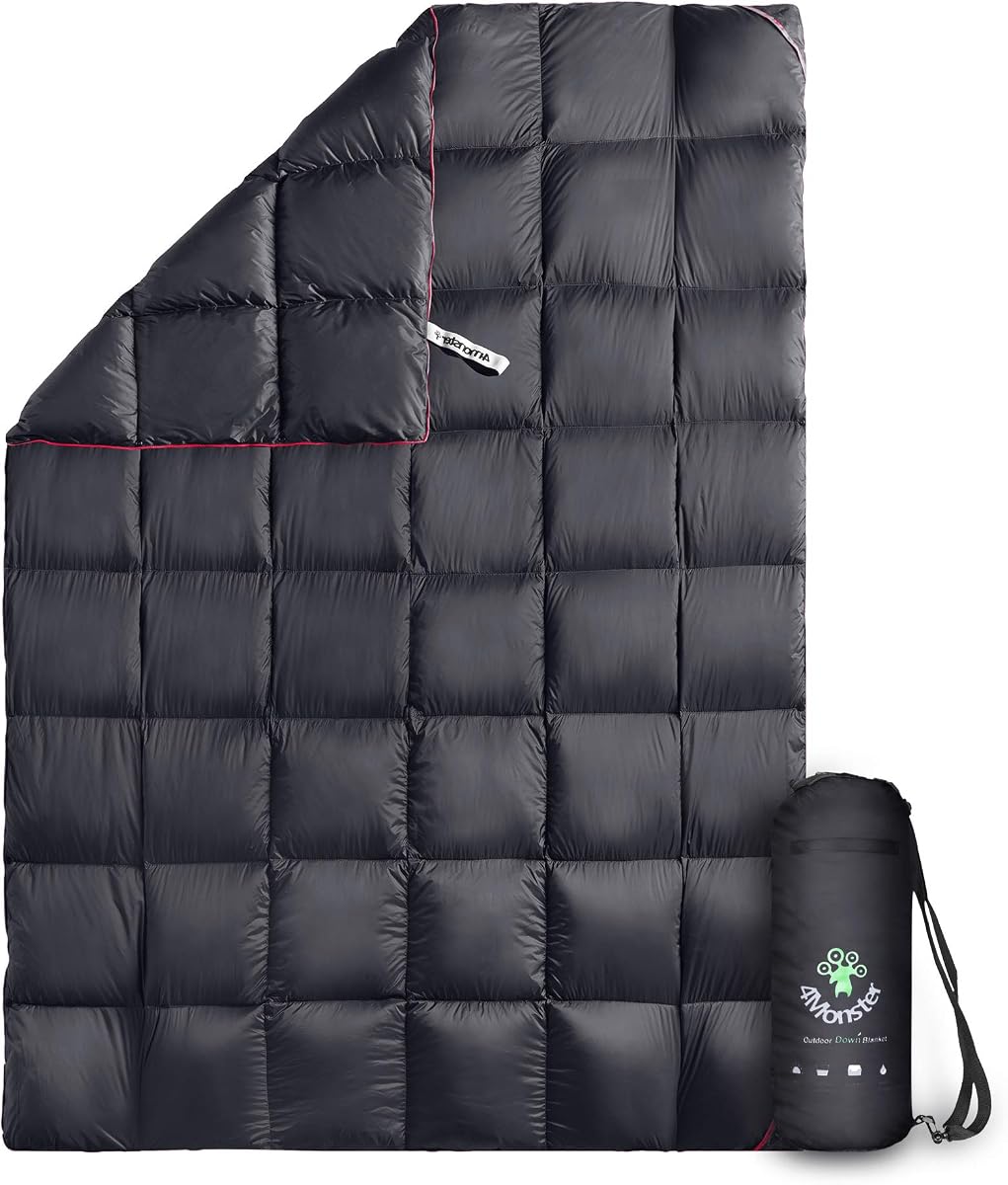 Down Camping Blanket, 650 Fill Power Ultralight Packable Puffy Blanket, Warm, Waterproof & Windproof Outdoor Quilt for Backpacking, Travel, Stadium, Beach