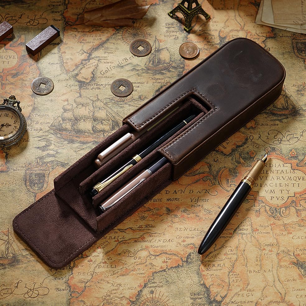 文房具まとめ売り筆記具レザー筆箱K刻印あり万年筆 Amazon.co.jp: HANK 大容量 筆箱 レザー ペンケース 万年筆 収納 3本