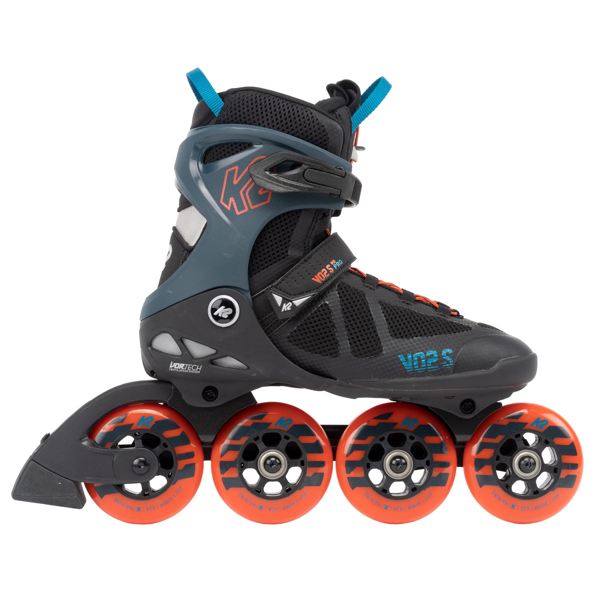 K2 Łyżworolki unisex VO2 S 90, czarne - niebieskie - pomarańczowe, 30G0245