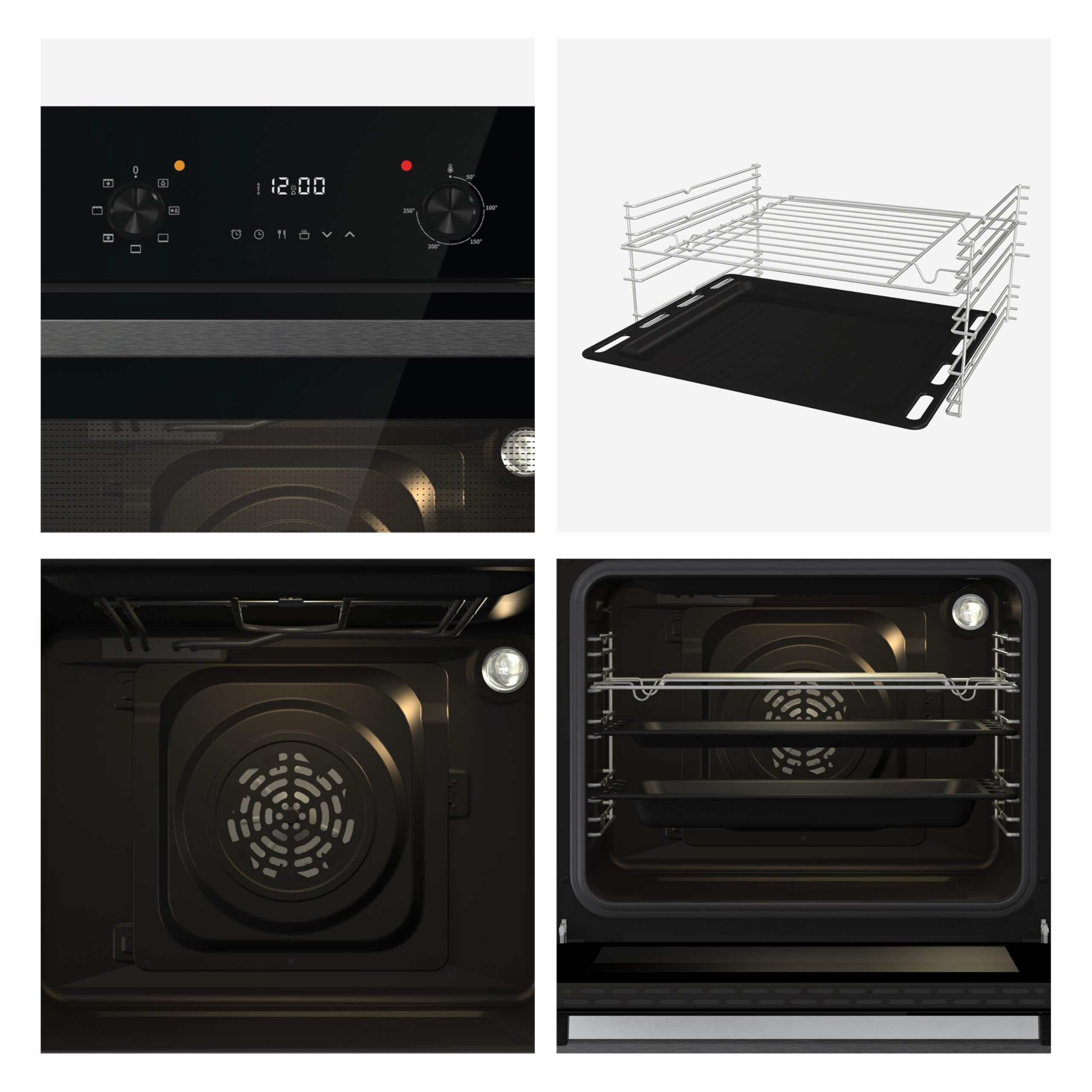 Hisense BI62220ABGUK - Built-in 61L Electric Single Oven with LED Display, Programmable Timer- Black - 530x595x595 mm (DxWxH) - A Rated, Extra Large — view 3
