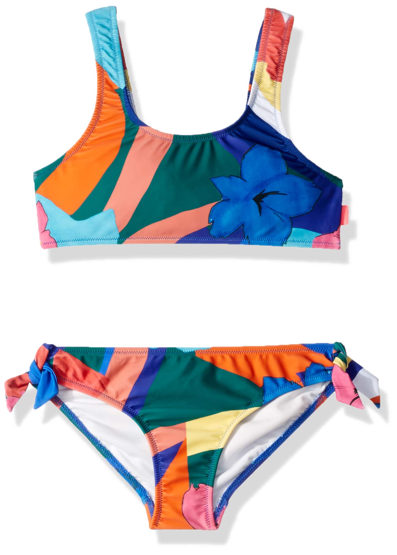 Seafolly Girls' Sport Top Bikini Swimsuit Set, Rainbow Crush Multi, 10