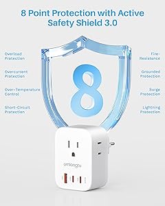 European Travel Plug Adapter, ORNLONGTU US to Europe Type E F Power Adaptor with 20W USB-C & 3 AC Outlets, Germany France Schuko Travel Adapter for US to EU Spain Iceland Korea Greece German French