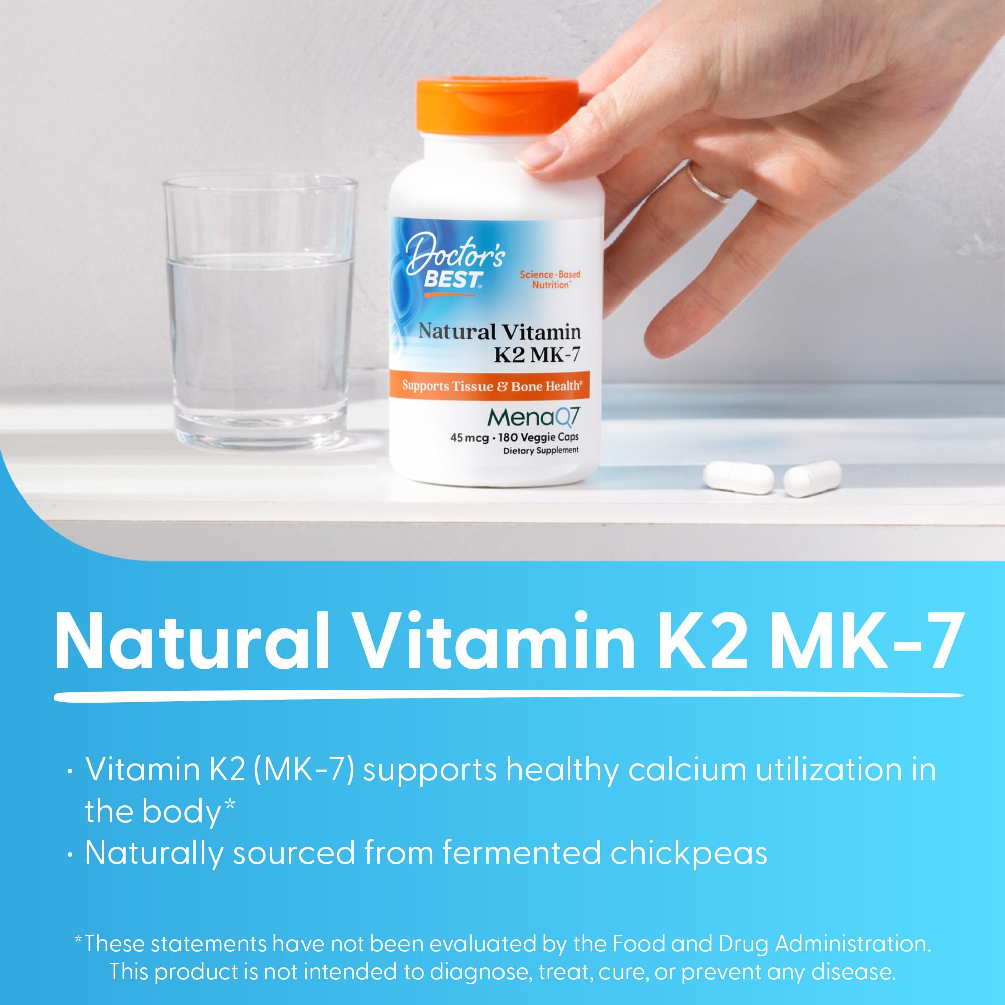 Doctor's Best Natural Vitamin K2 MK7 Supplement, Non GMO, 180 Veg Caps — Amazon image 3