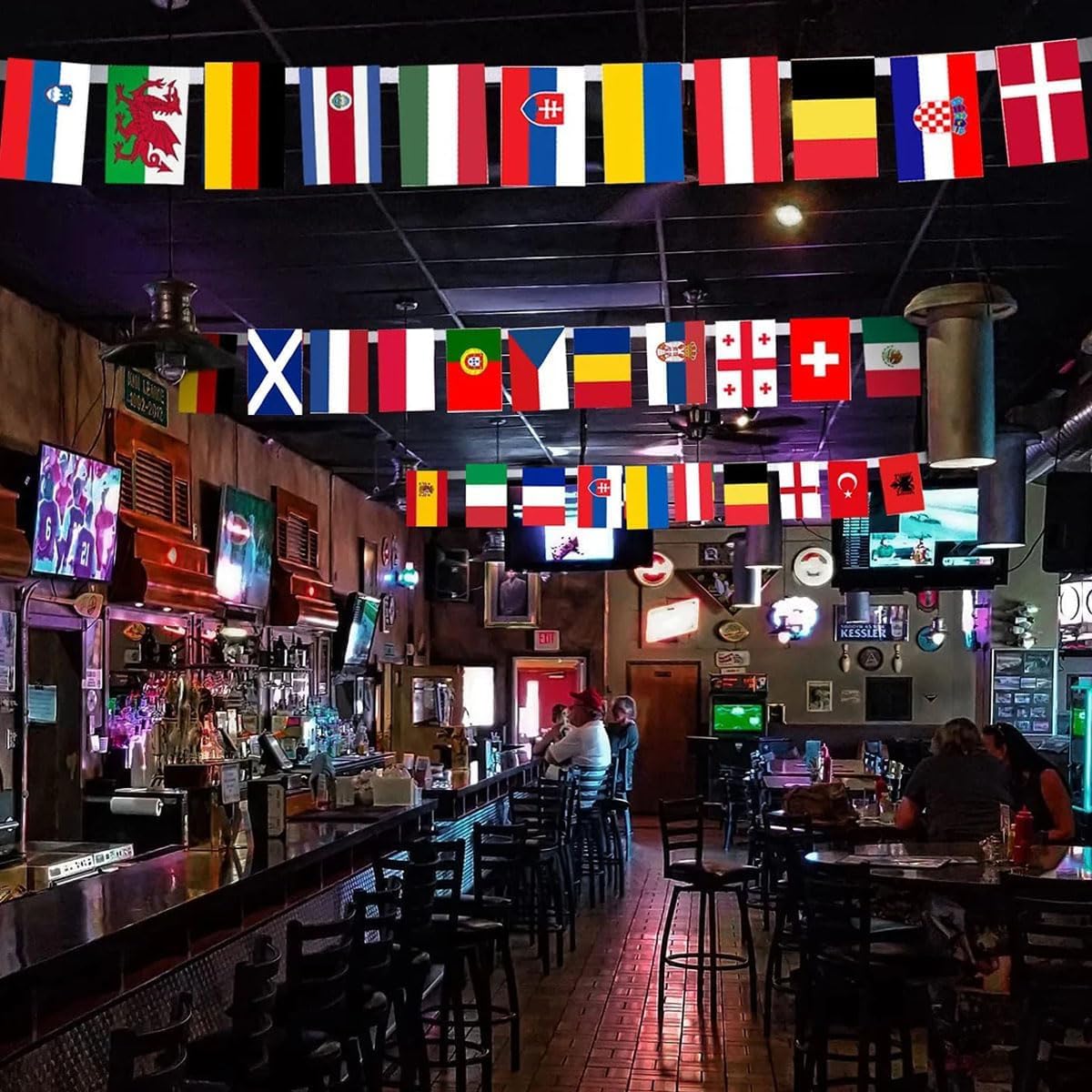 100 Países Banderas del Mundo, 30M Banderines de Países Diferentes de 14 x 21 cm, Guirnalda Banderas del Mundo para Bar, Fiesta, Eventos Internacionales y Celebración Decoraciones