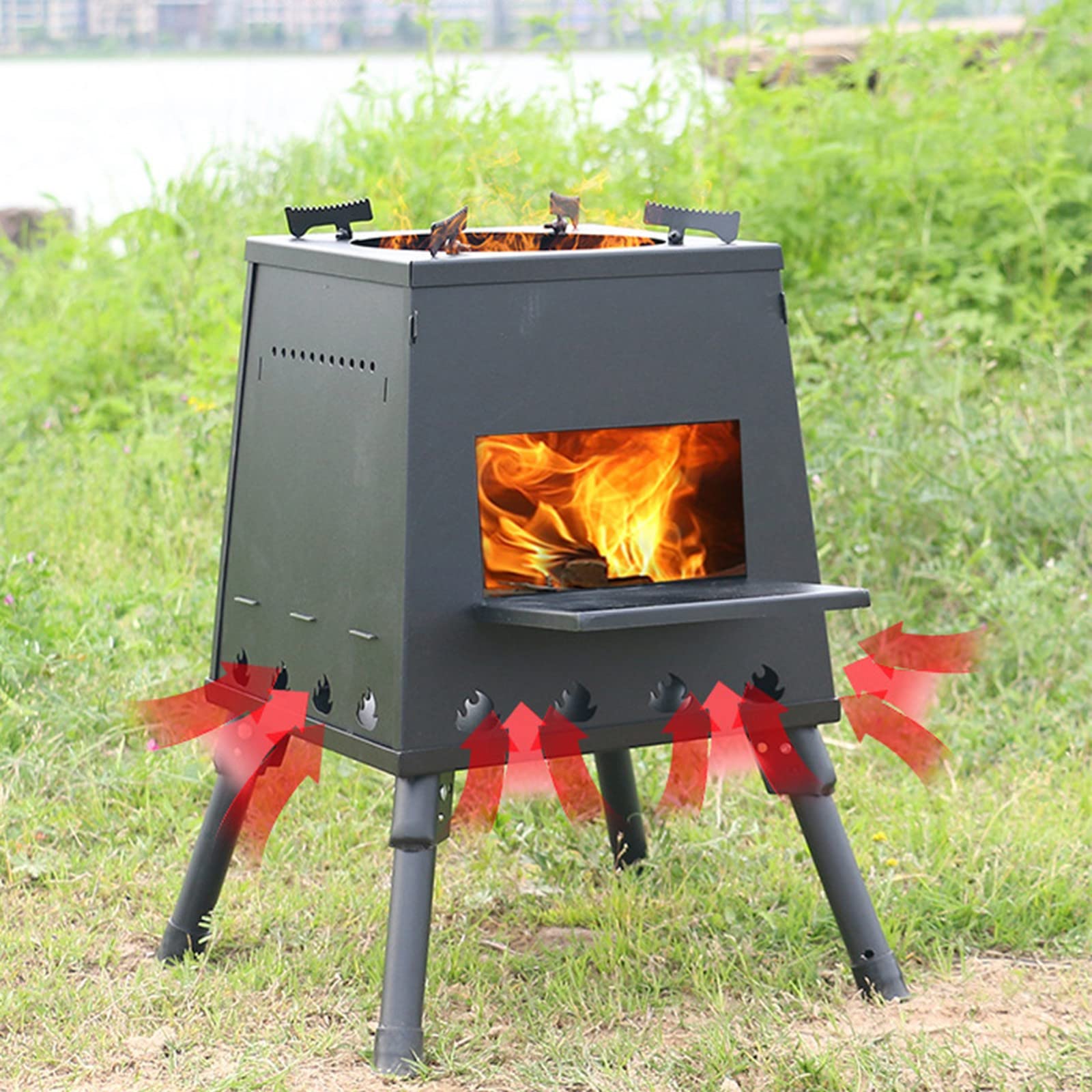 Kampeerkachel, Houtgestookte Kampkachels, Outdoor Houtkachel, Tent Kachel Raket Kachel Camping Roestvrij staal Lichtgewicht Kachel Hout Alcohol Kachel Draagbare Outdoor Koken Picknick BBQ Wandelen Sport & outdoor