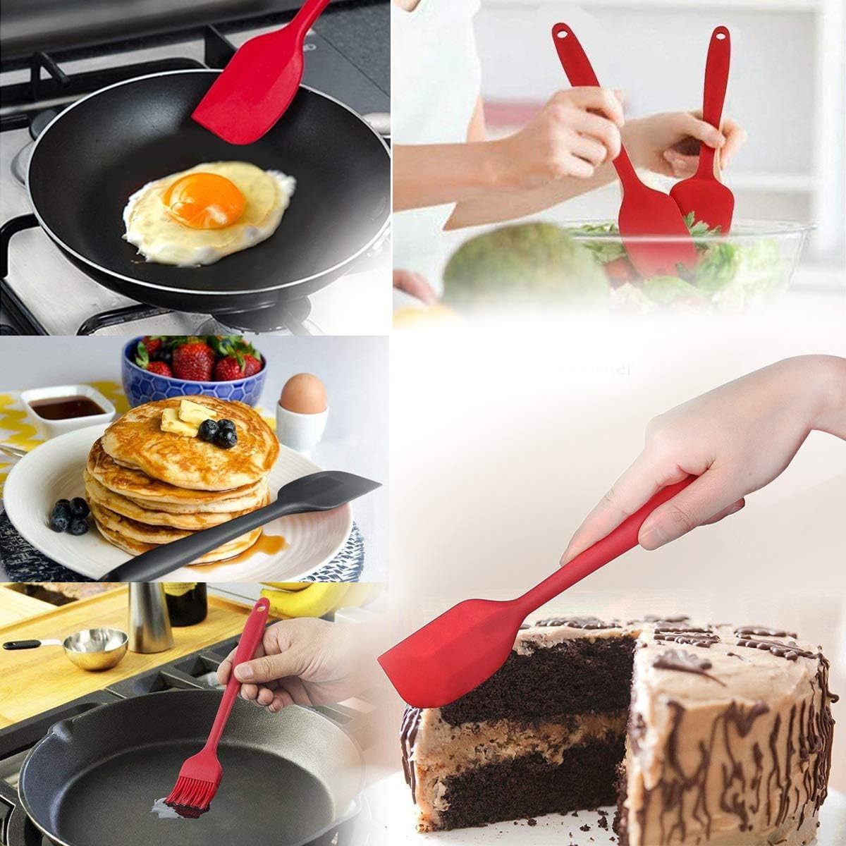 Elisel Silicone Spatula Set 6 piece sets of baking tools Stainless Steel Core scratch free heat resistant silicone scraper shovel for Cooking, Baking and Mixing (Pink 6)