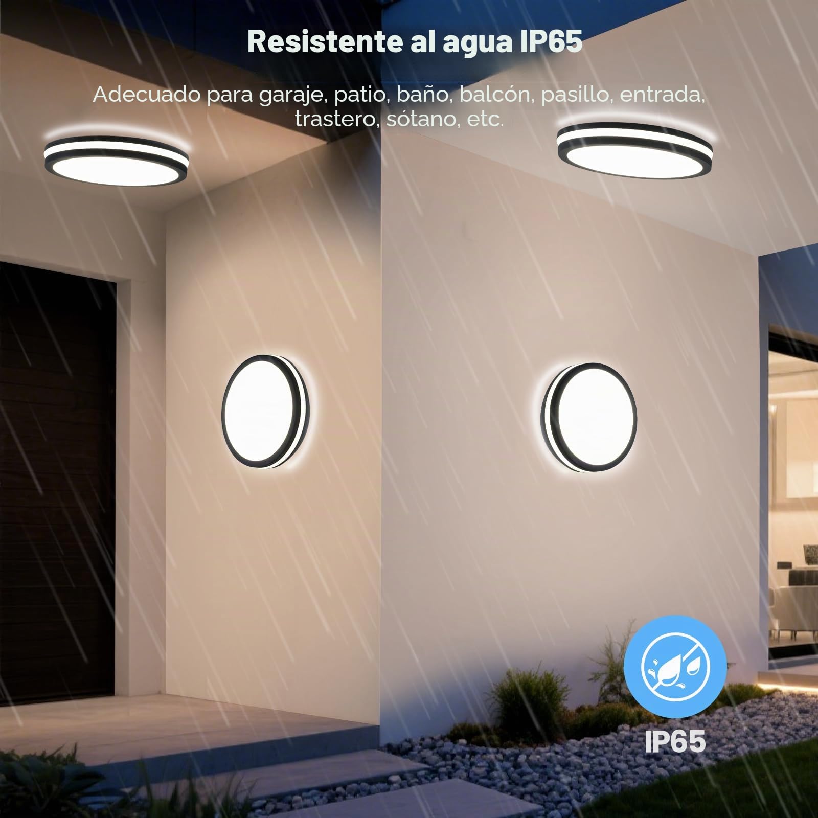 LEZOE Lámpara de techo LED con detector de movimiento IP65 impermeable, 24W/30W 4500lm 150(Lm/W), sensor 3000K/4000K/6500K Ideal para baño, garaje, sótano, pasillo, balcón, entrada Ø26cm Gris