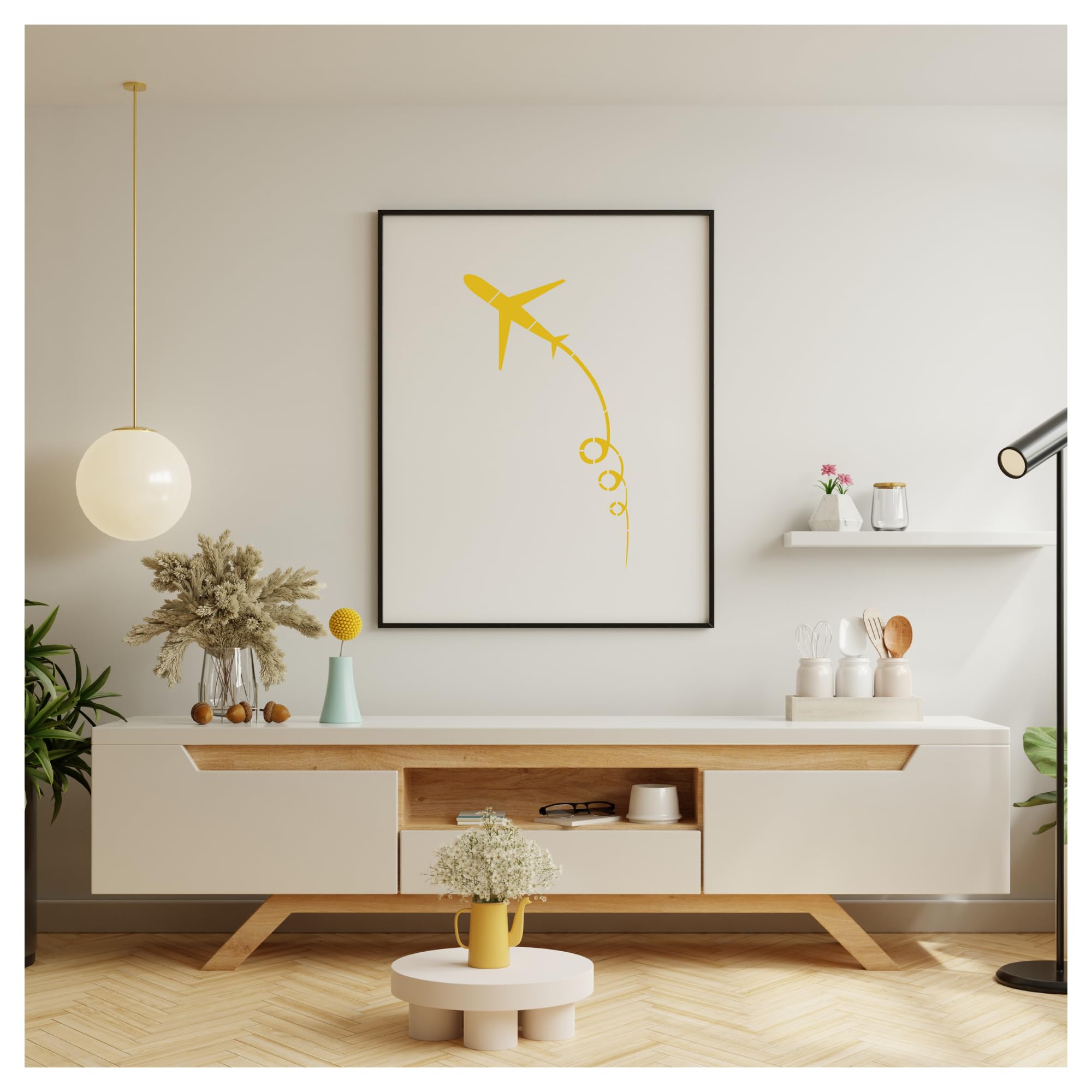 Kayra Decor Boeing Aircraft Take-Off Wall Stencil for Art and Craft - Size 16 Inch x 24 inch.