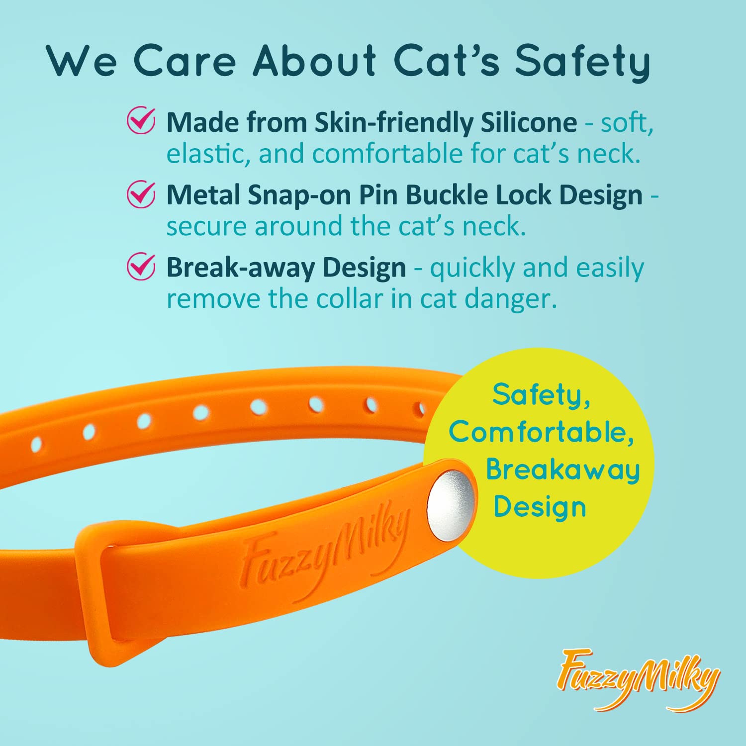 Calming Collar for Cats - Cat Calming Collar Infused with Synthetic Pheromones, Cat Pheromone Diffuser Necklace for Anxiety Relief, Travel, Keeping Quiet - 4 Weeks Supply Each Collar (Orange, 4P) - image 2