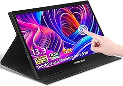 Monitor Portátil Touchscreen 13,3" com Capa, Tela IPS 1080P, USB-C e HDMI Plug-and-Play, Alto-Falantes Integrados, Suporte VESA, Monitor Ultrafino para Laptop, PC, MacBook, Smartphone e Consoles