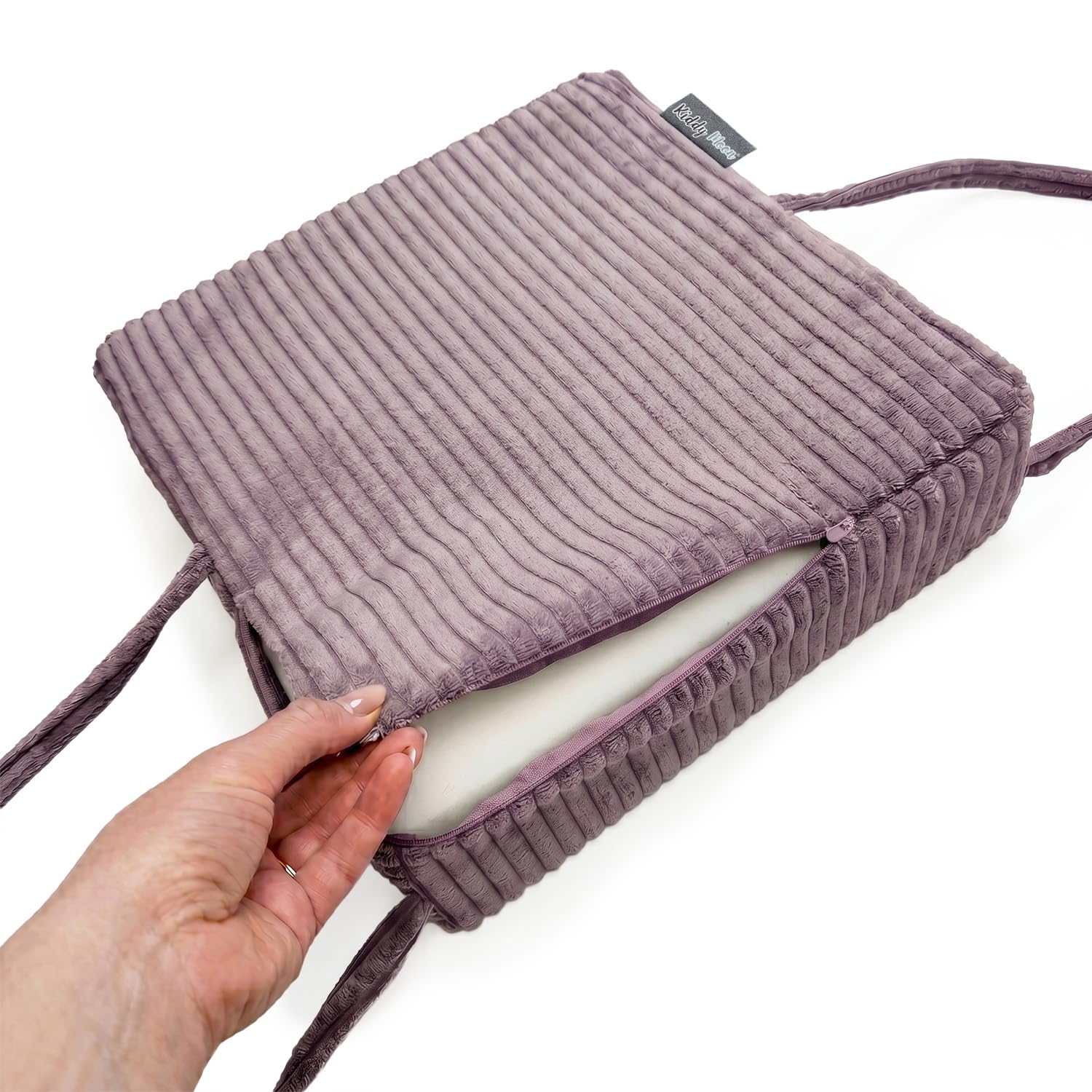 KiddyMoon Sitzerhöhung Für Kinder, Sitzkissen Für Kinderstuhl Mit 10 Cm Höhe, Waschbarem Bezug Und Bindebändern, Violett