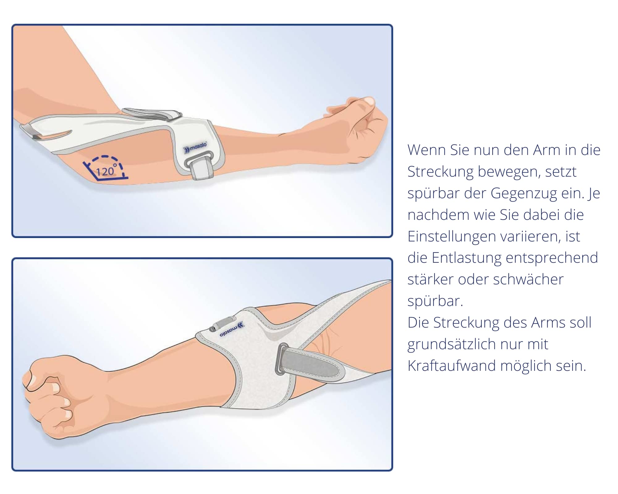 Masalo® Manschette MED - bei Tennisarm, Golferarm, Mausarm (Epicondylitis) (Größe 2 / rechter Arm)