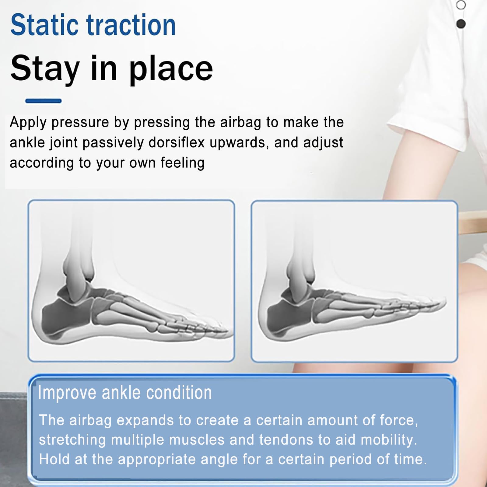 Knöchel-Rehabilitationstrainingsgerät, Professioneller Knöchel-Rehabilitationstrainer Mit Airbag, 5-Fach Einstellbar Und Maximaler Winkel 140°, All-Winkel-Übung Für Die Postoperative Pflege