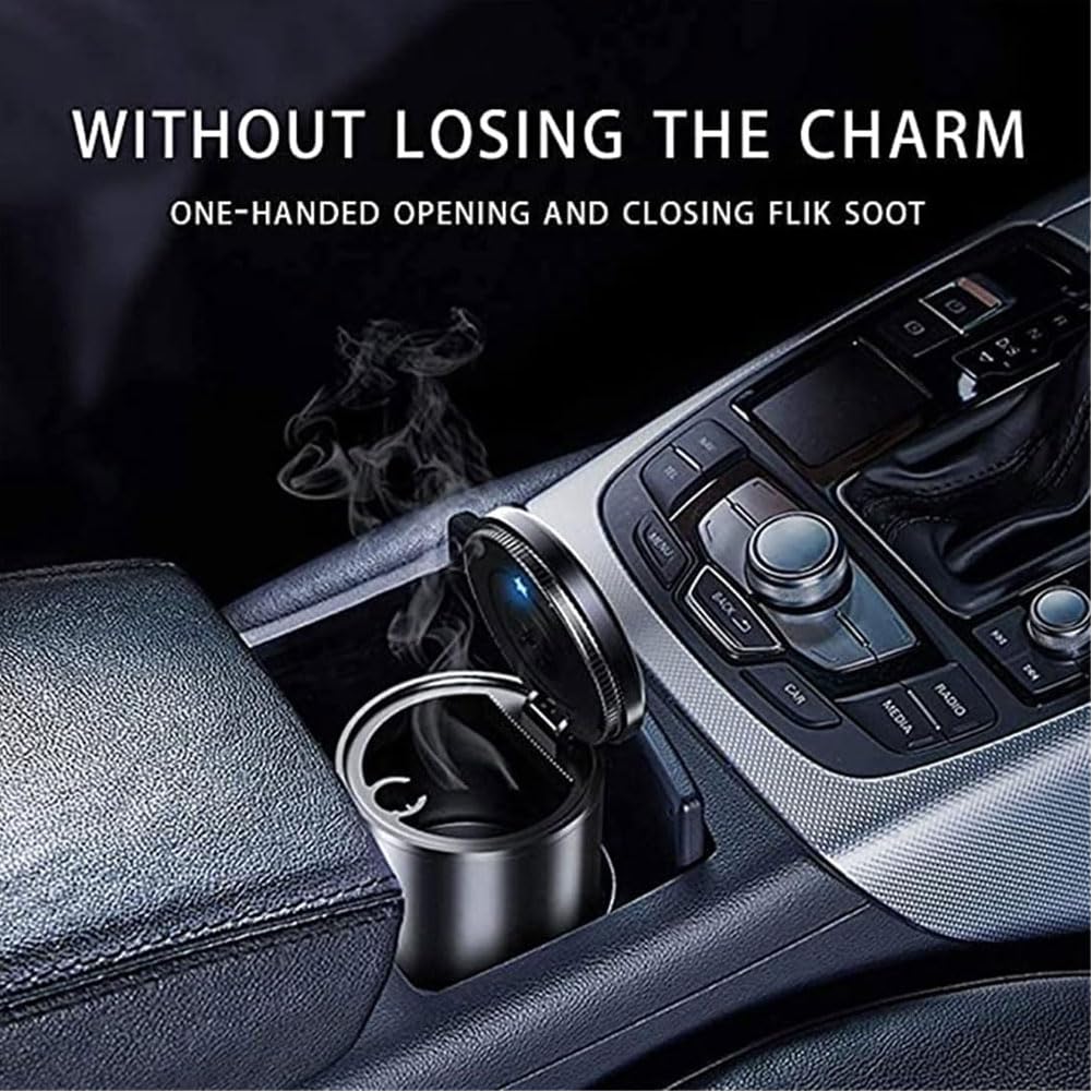 Posacenere Per Auto In Fibra Di Carbonio Con Luce Respiratoria A LED Breathing Light Press To Open The Lid Removable And Portable P 50870242