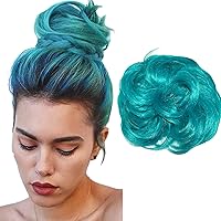 Vista 15 de 2 piezas de cabello de moño desordenado, extensiones de cabello sintético grueso, recogido, rizado, ondulado, para mujeres y niñas, color morado