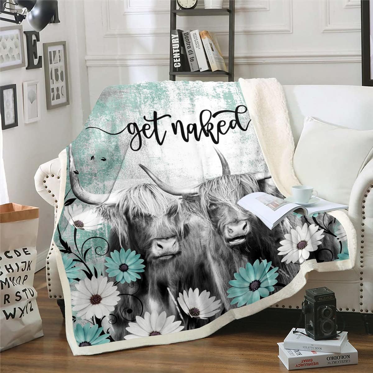 Highland Cow Blanket Western Farmhouse Throw Blanket 50"x60