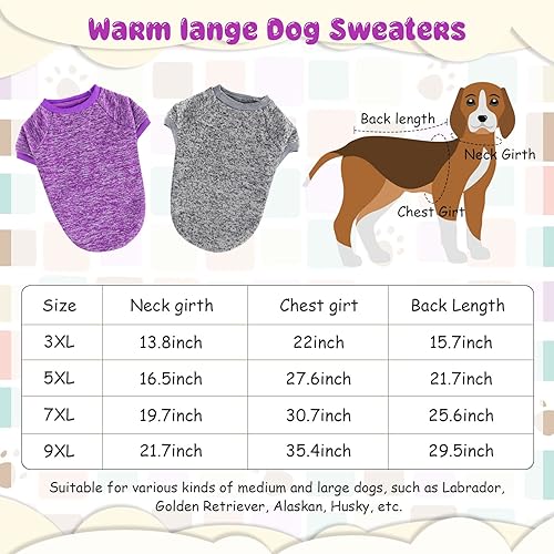 Miniatura 2 de Rypet Paquete de 2 suéteres grandes para perros de invierno, ropa de punto clásica, suave, gruesa, cálida, para perros medianos y grandes