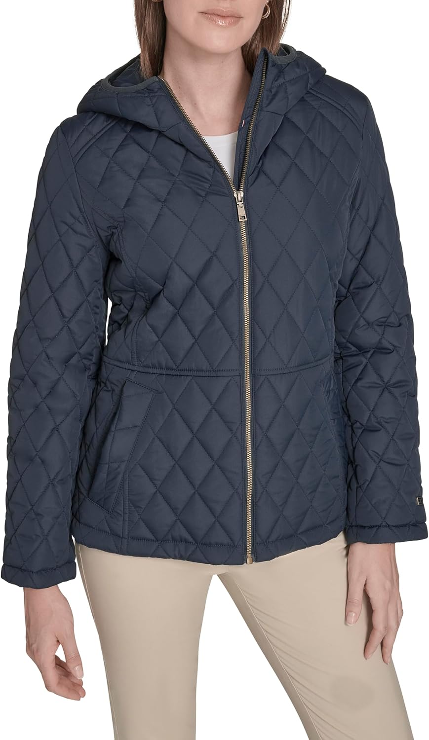 Tommy Hilfiger Women's Long Sleeve Zip Up Essential Quilted Jacket