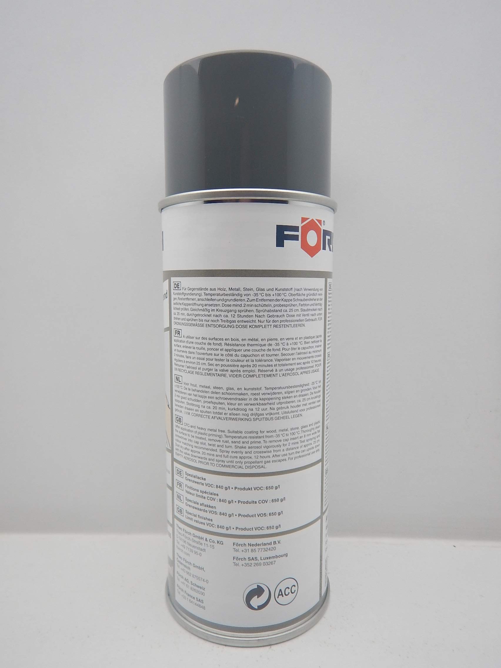 FORCH VERKEHRSGRAU B GRAU Silber RAL 7043 Lack LACKSPRAY Spray SPRAYDOSE 400ML (6)