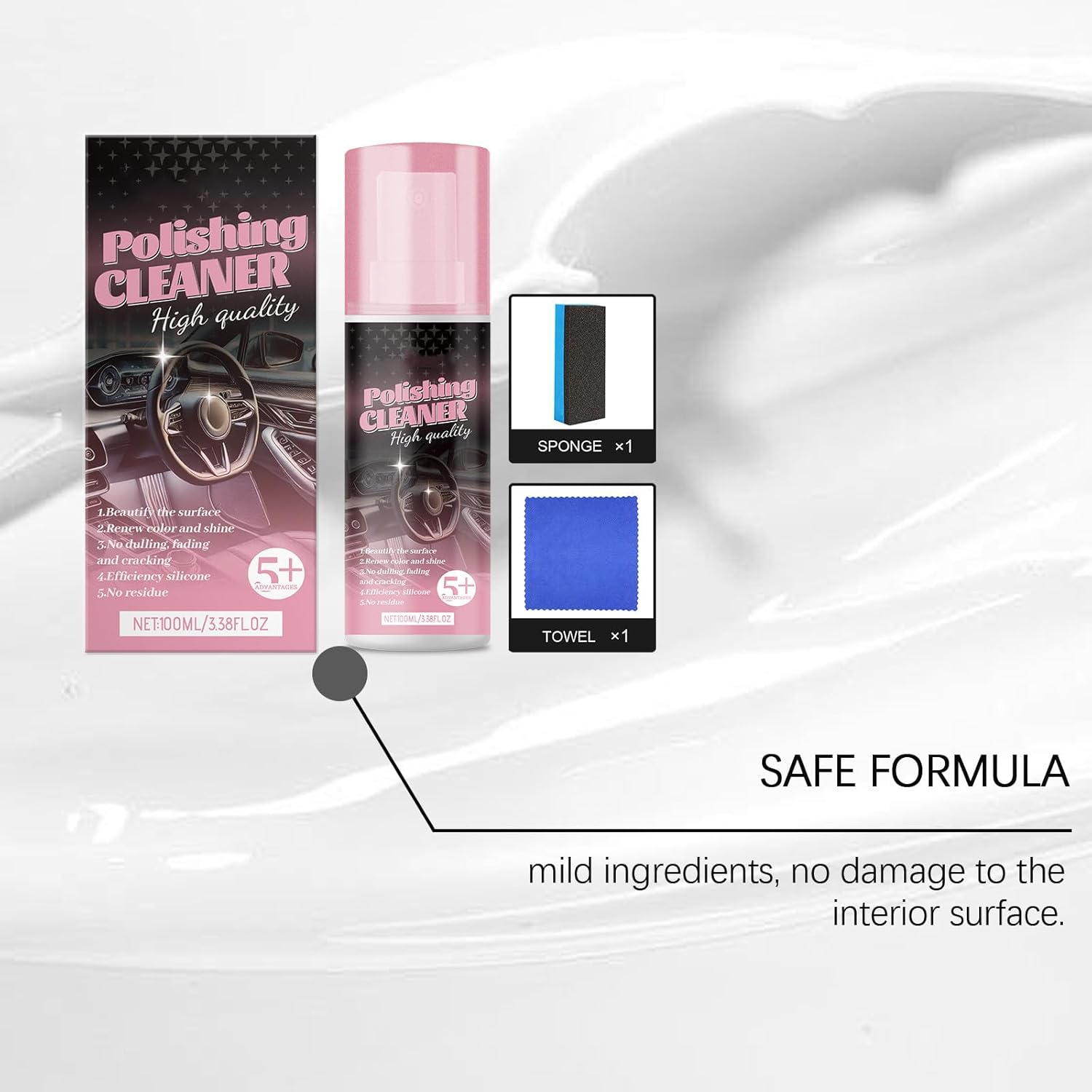 3Pcs Car Interior Cleaner,Polishing Cleaner Car Interior,All Purpose Interior Detail Spray, All Purpose Cleaner for Rubber, Leather - Image 3