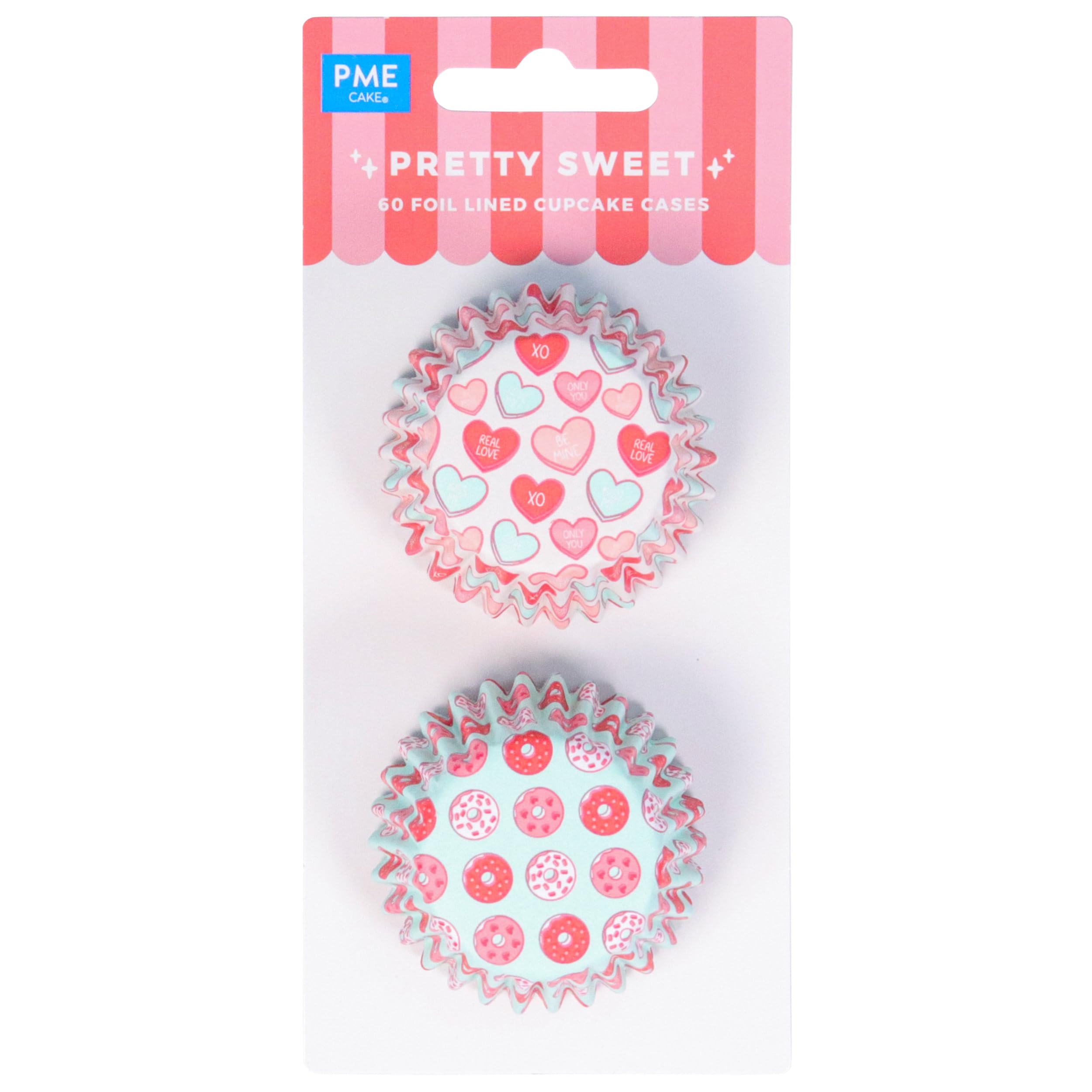 PME Valentines Mini Foil-Lined Cupcake Cases - Pretty Sweet, Set of 60