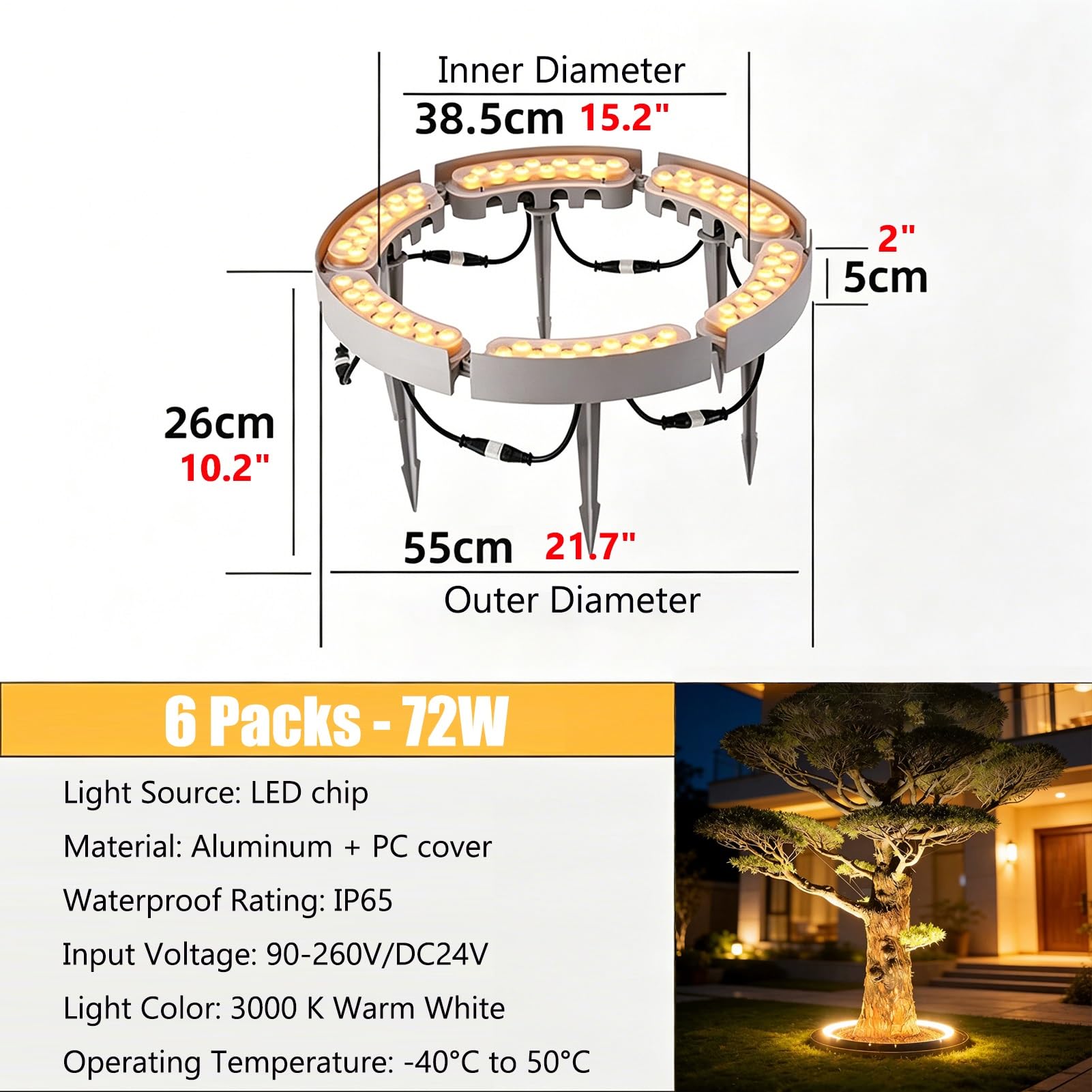 Projecteurs De Paysage De Palmier DC 24V Avec Stabilisateur De Tension