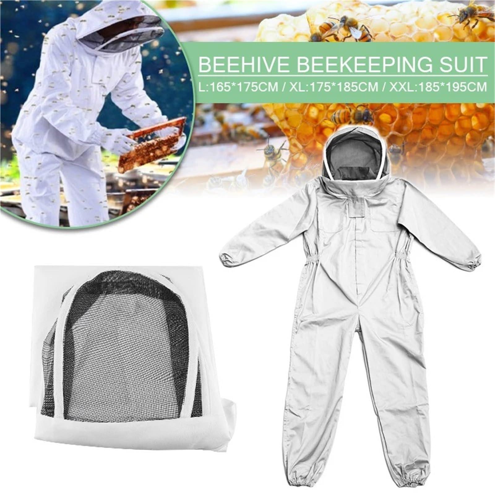 Traje de apicultor Profesional Ropa de apicultura cuerpo entero, traje protección profesional, velo seguridad, sombrero, vestido, equipo for todo el(XXL)