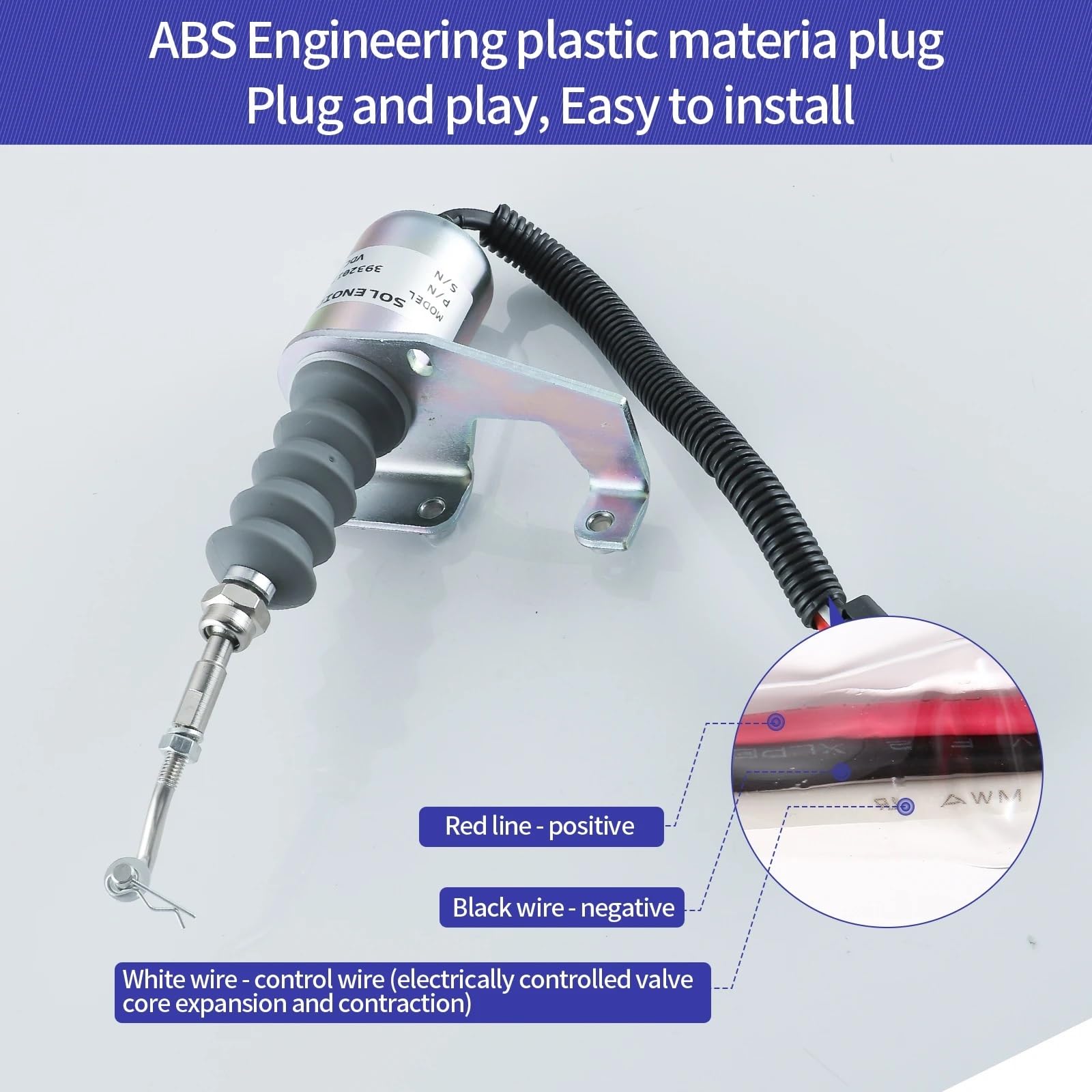 Válvula de Cierre Solenoide de corte de combustible de 12 V CC 3932017 SA-3742-12 Apto para Deutz Apto para Bosch RSV Bobina de solenoide Solenoide de parada