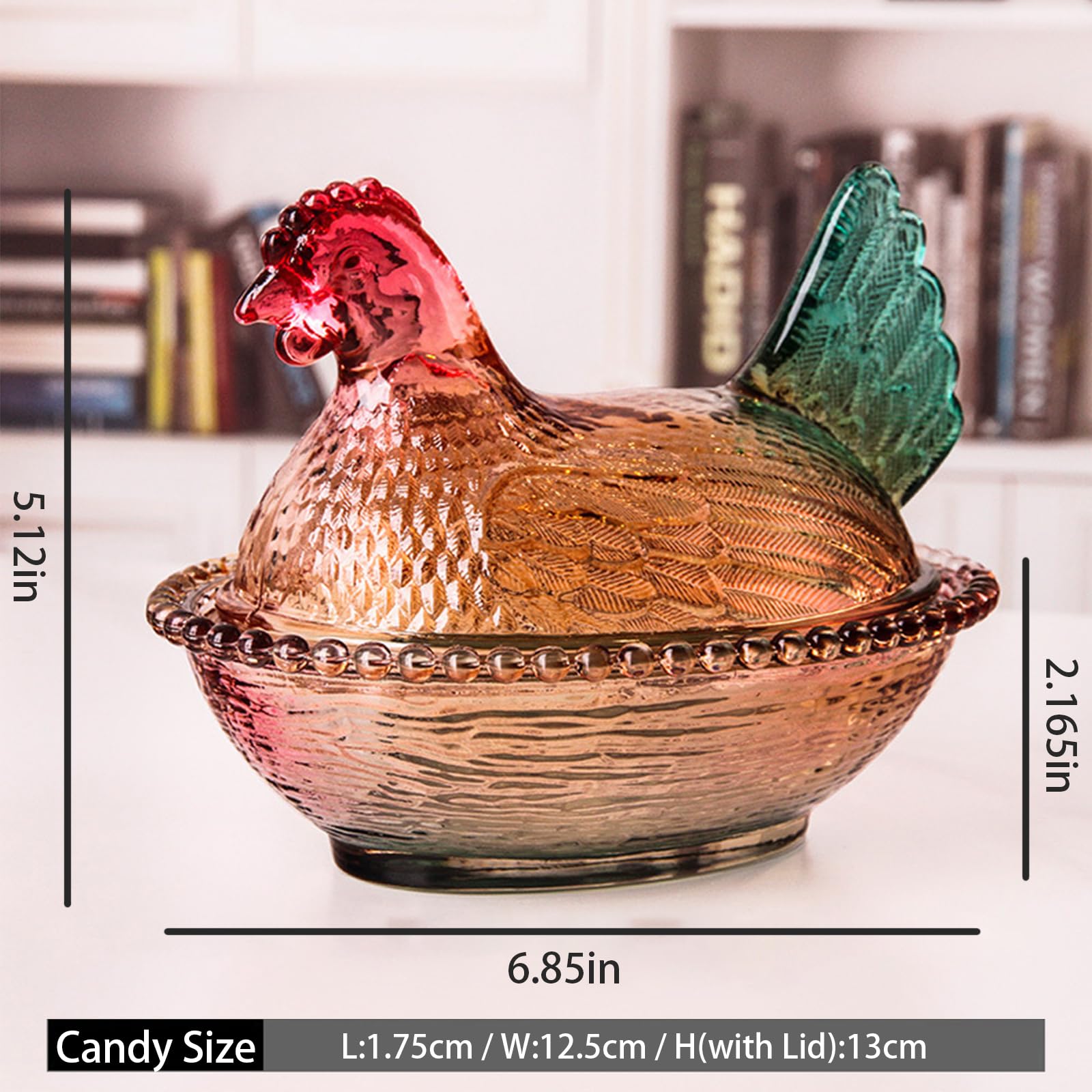 Amazon.co.jp: ガラス製 キャンディポット 蓋付き 雌鳥デザイン