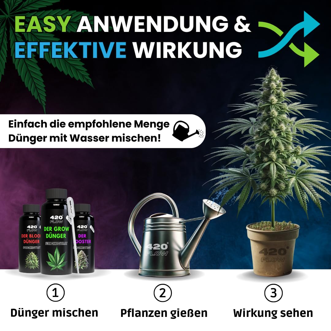 Cannabis Dünger-Set: Grow, Bloom & Booster – Komplettset für Anfänger, stärkt Blätter, fördert prächtige Blüten & maximiert Geschmack, Einfach zu verwenden 3x(1000ml)