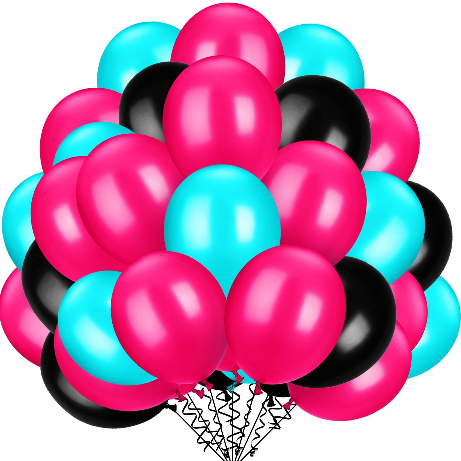 TecUnite 100 Pcs Rose Red Black Blue Latex Balloons 13 Inch Colorful Round Balloons for Graduation Wedding Birthday 4th of July Independence Day