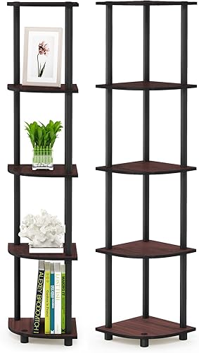 Miniatura 135 de Furinno Turn-N-Tube - Estantes de almacenamiento, estante para libros de 3 niveles, estante esquinero, estantes abiertos sin herramientas, para