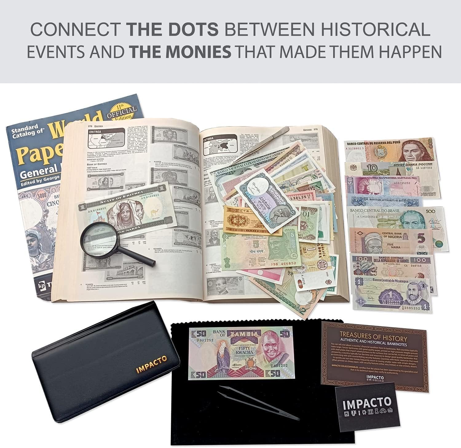 IMPACTO COLECCIONABLES | Colección de 25 Billetes Auténticos de 25 Países Diferentes - Sin Repeticiones, Desmonetizados y Originales | Ideal para Coleccionistas, Incluye Certificado de Autenticidad