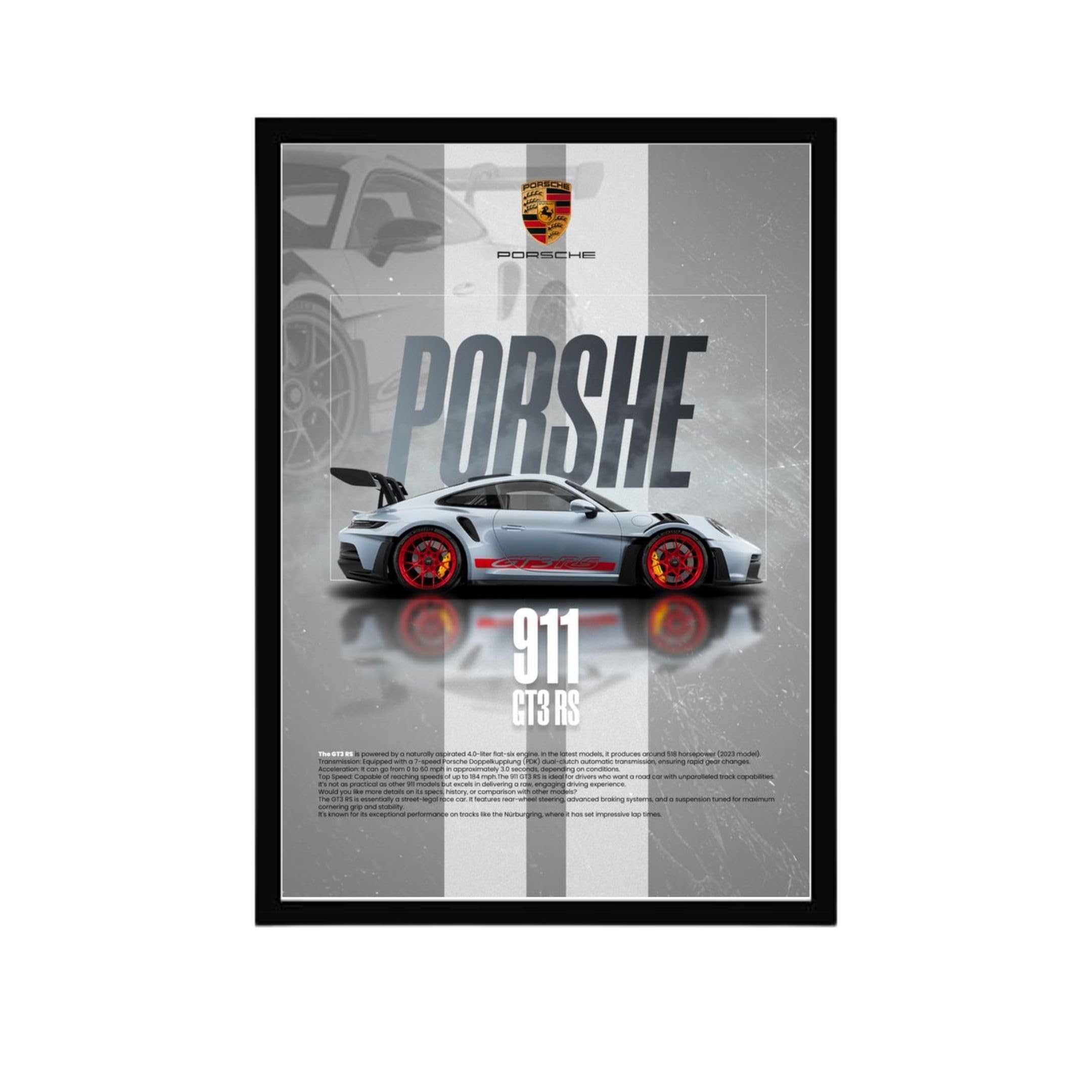 DAKSHESTRY ARTWORKS Porsche 911 GT3 RS Sports Car Modern Art Wall DAKSHESTRY ARTWORKS Porsche 911 GT3 RS Sports Car Modern Art Wall